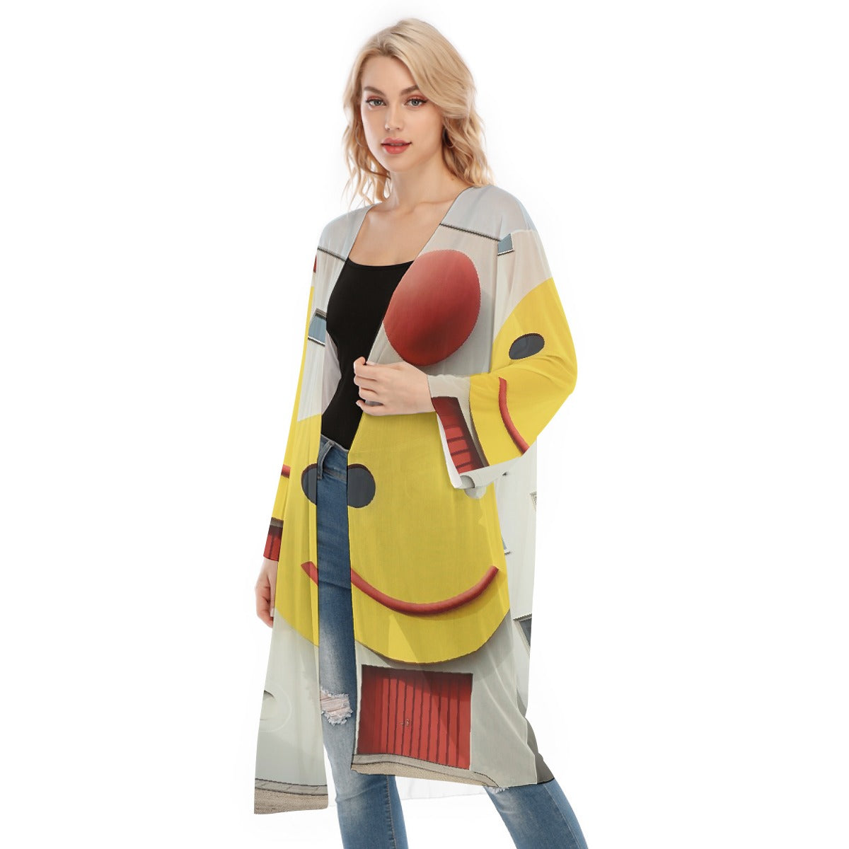 All- Over Print Women's Long Sleeve Mesh Cardigan