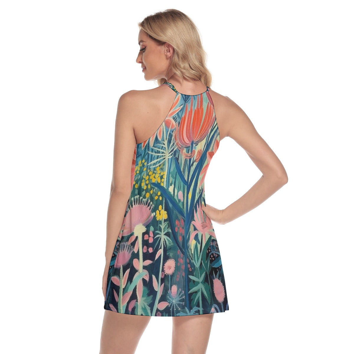 All-Over Print Women's Round Neck Above Knee Dress