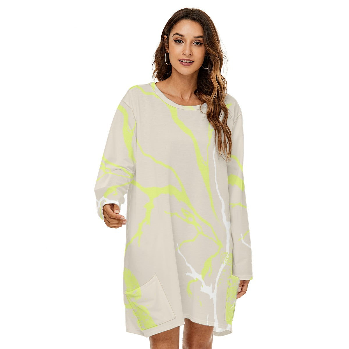 All-Over Print  Women's Loose Crew Neck Dress