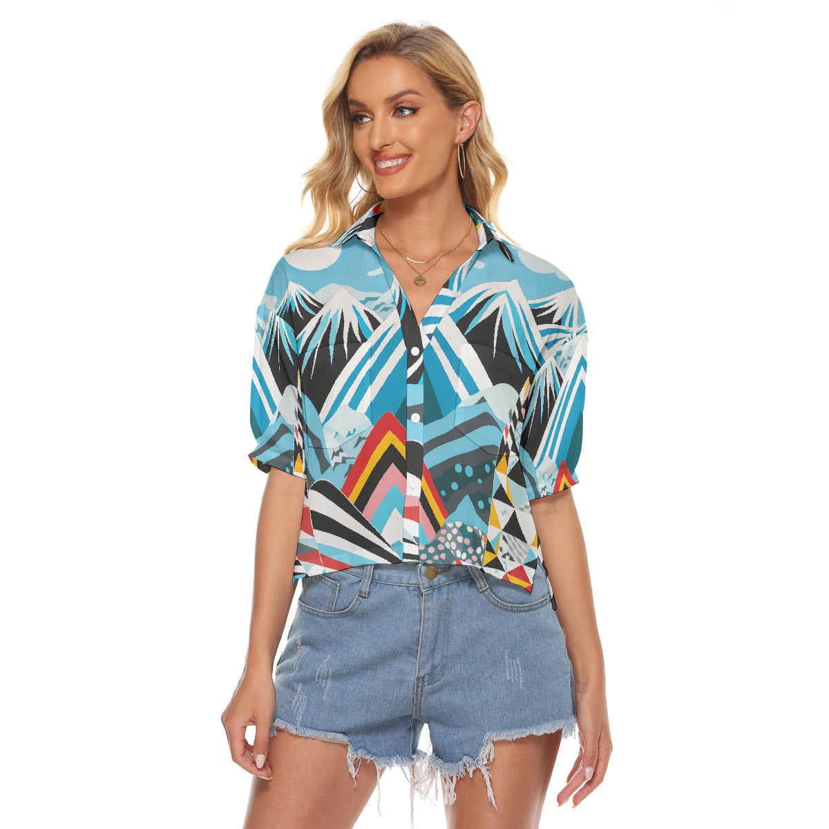 All-Over Print Women's V-neck Shirts