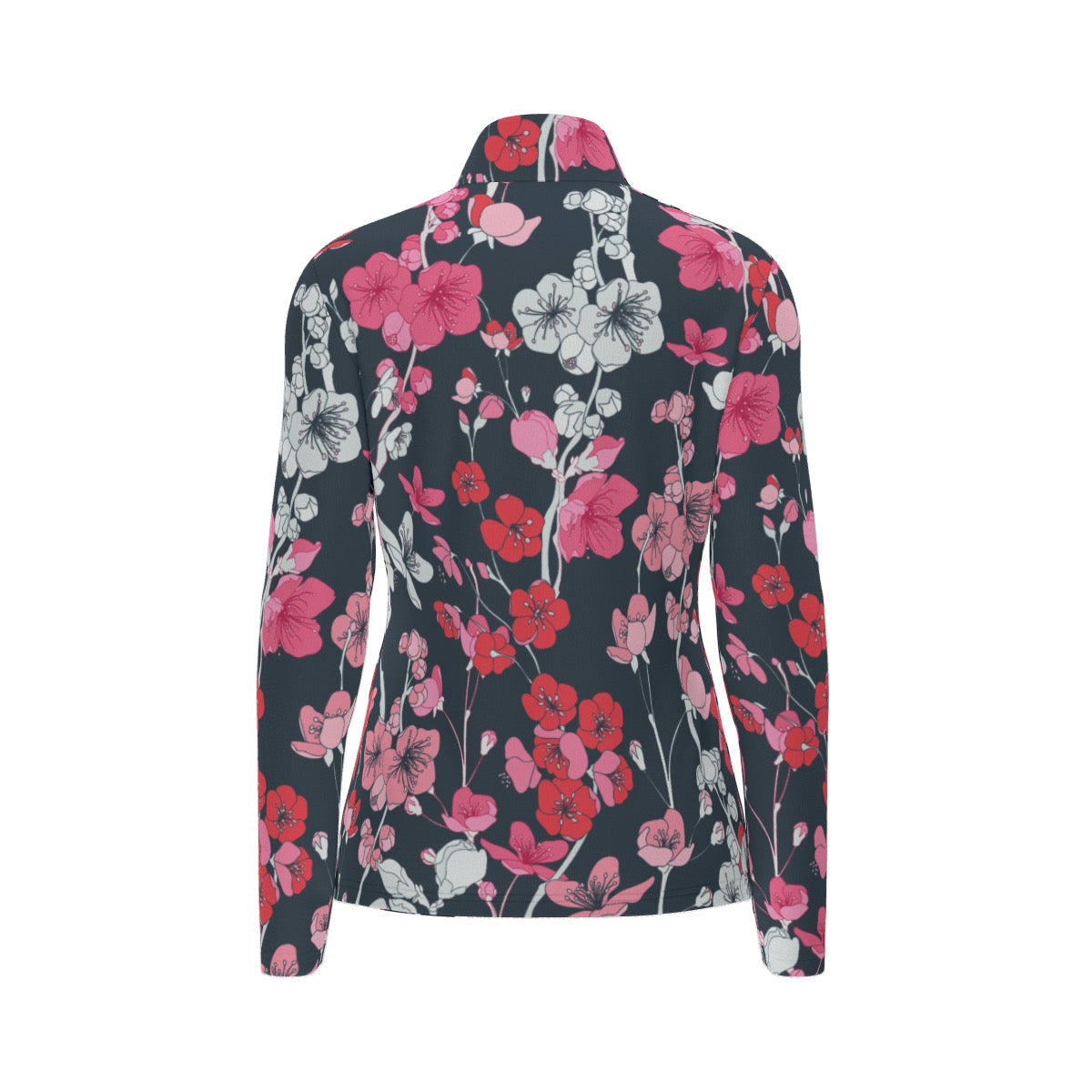 All-Over Print Women's Sports Collar Jersey With Long Sleeve