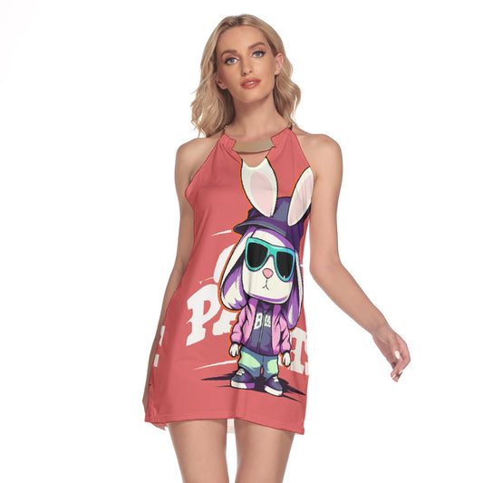 All-Over Print Women's Round Neck Above Knee Dress