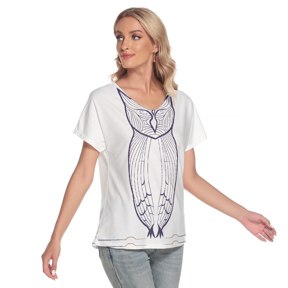 All-Over Print Women's Loose V-neck Short Sleeve T-shirt