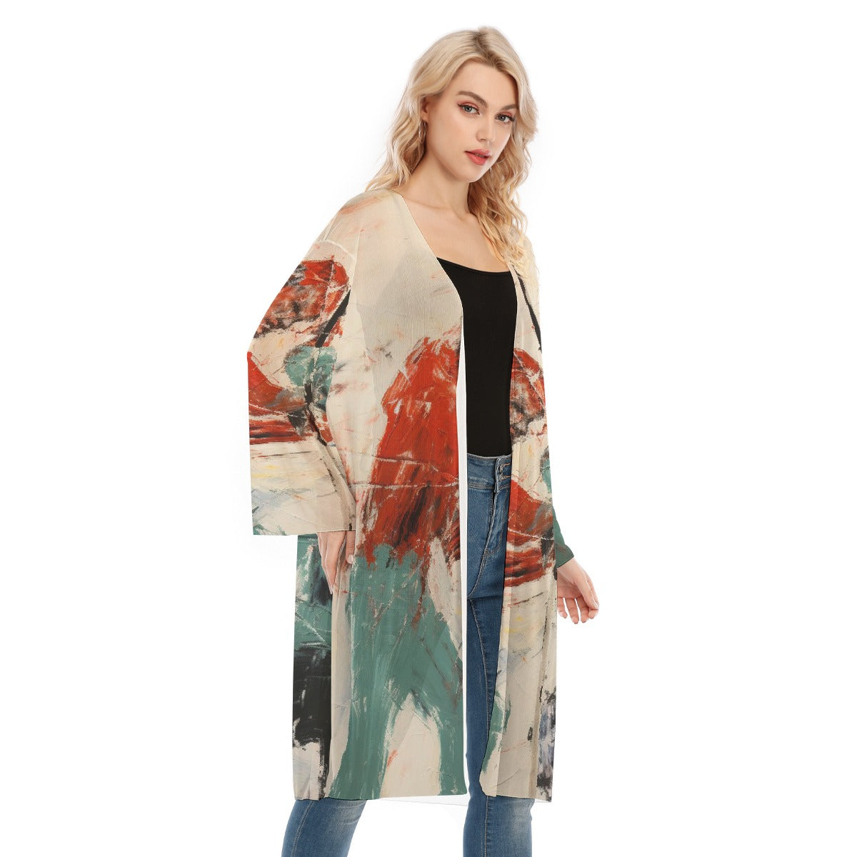 All- Over Print Women's Long Sleeve Mesh Cardigan