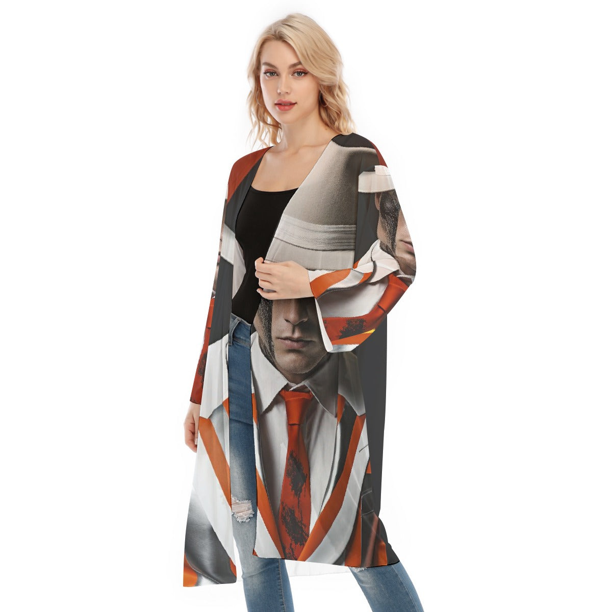 All- Over Print Women's Long Sleeve Mesh Cardigan