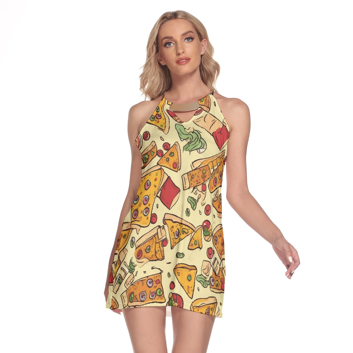 All-Over Print Women's Round Neck Above Knee Dress