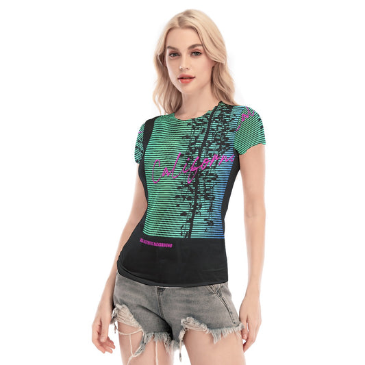 All-Over Print Women's Short Sleeve Mesh Blouse