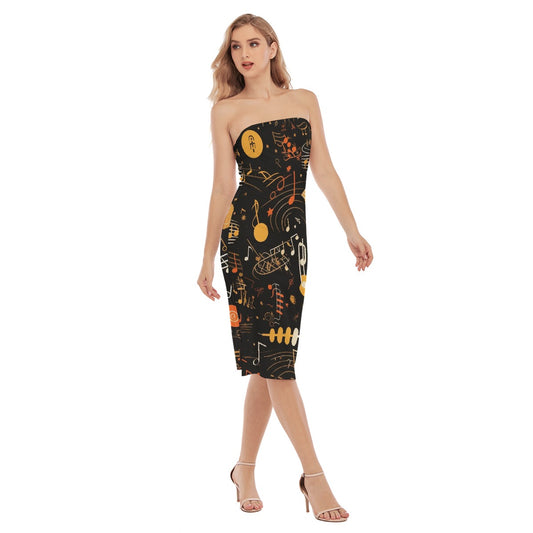 All-Over Print Women's Side Split Tube Top Dress