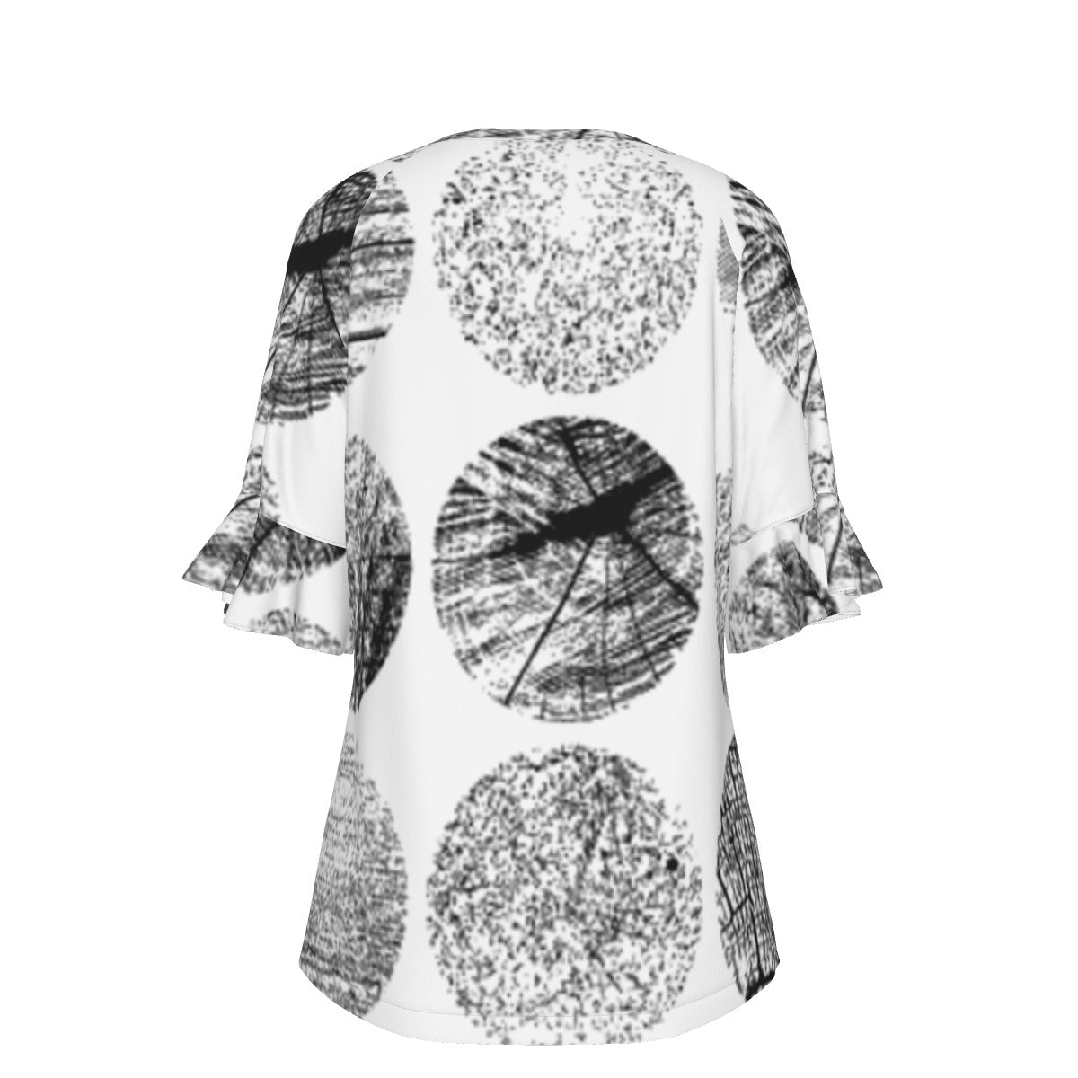 All-Over Print V-neck Women's T-shirt With Bell Sleeve