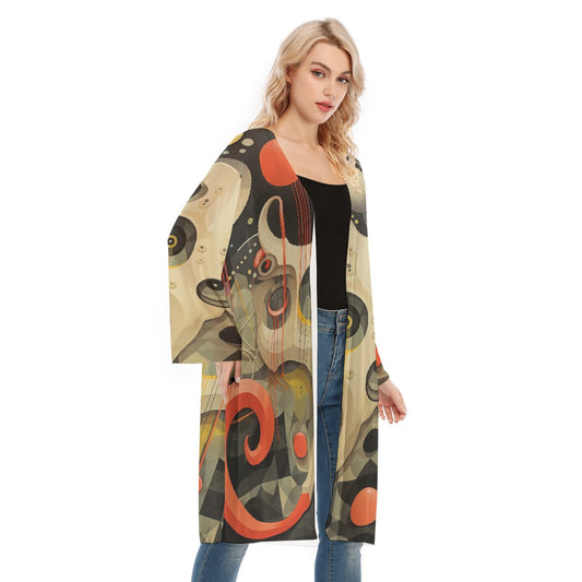 All- Over Print Women's Long Sleeve Mesh Cardigan