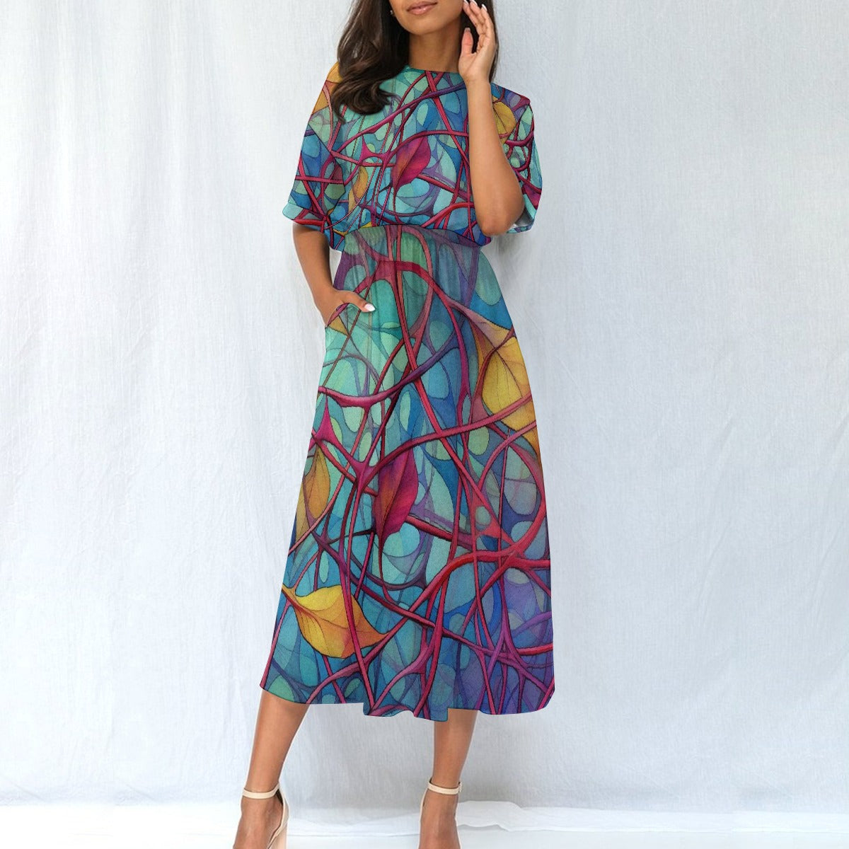 All-Over Print Women's Elastic Waist Dress