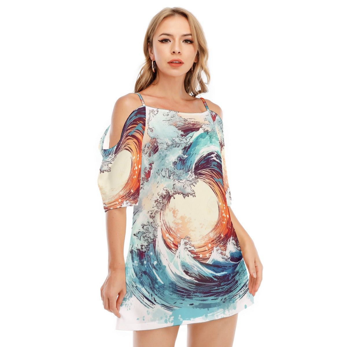 All-Over Print Women's Off-shoulder Cami Dress