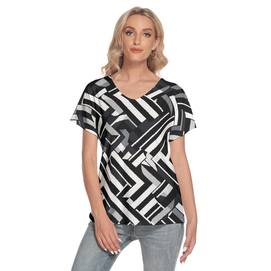 All-Over Print Women's Loose V-neck Short Sleeve T-shirt