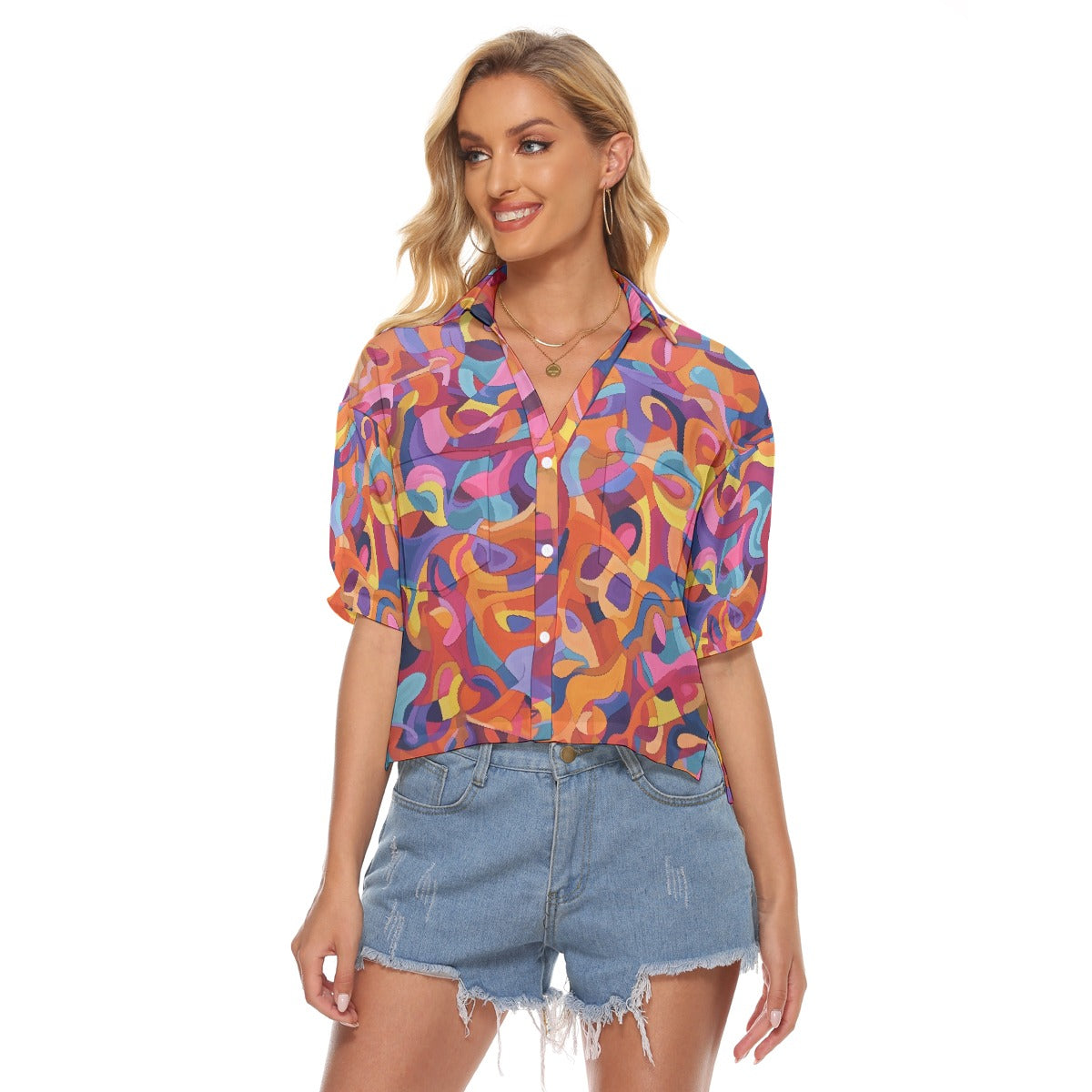 All-Over Print Women's V-neck Shirts