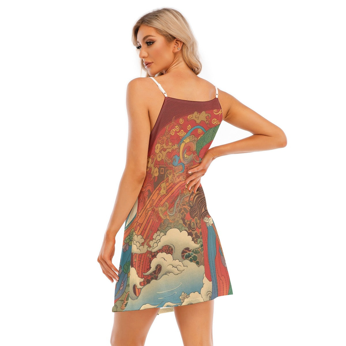 All-Over Print Women's V-neck Cami Dress