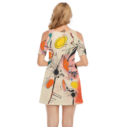 All-Over Print Women's Cold Shoulder Dress | 190GSM Cotton