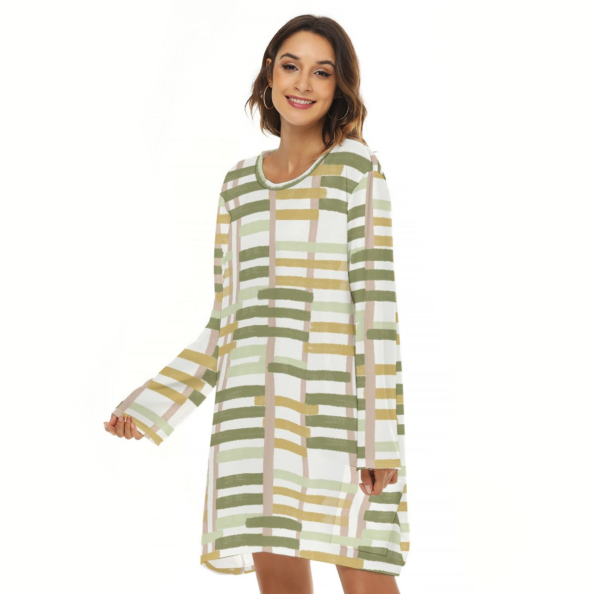 All-Over Print  Women's Loose Crew Neck Dress