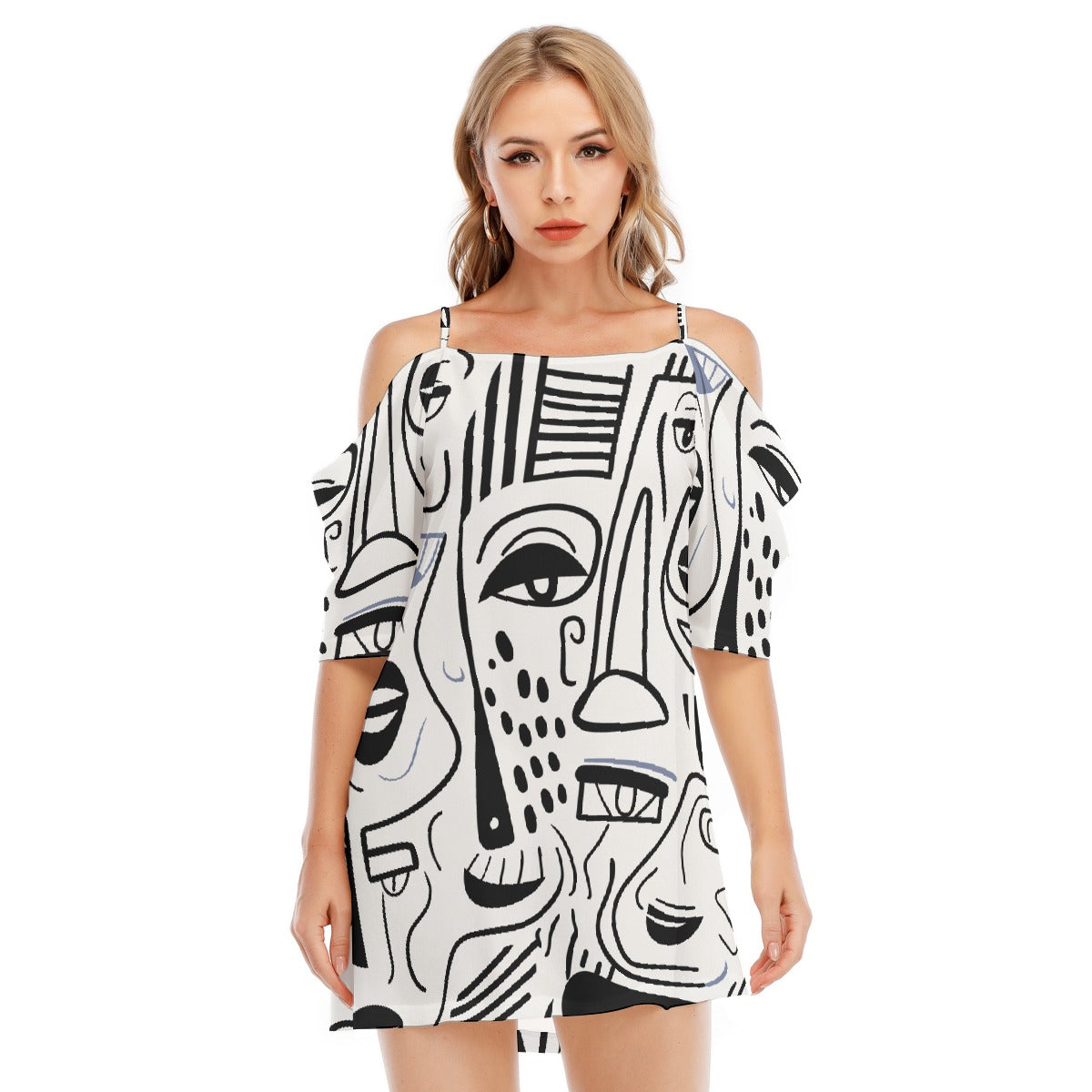 All-Over Print Women's Off-shoulder Cami Dress