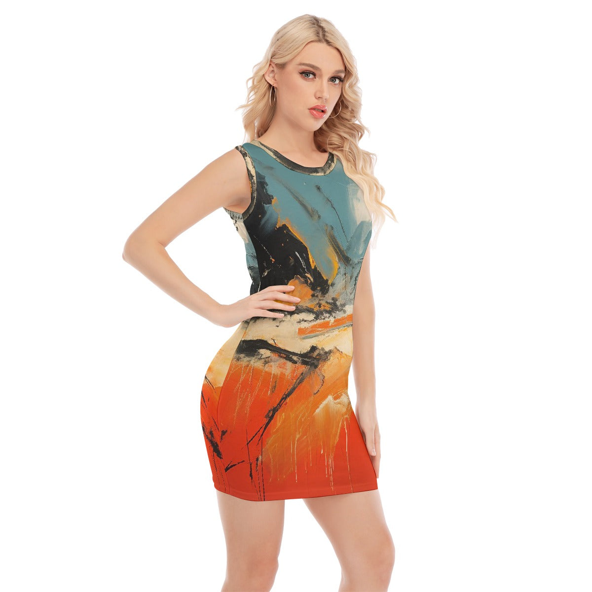 All-Over Print Women's O-neck Sleeveless Hip Skirt