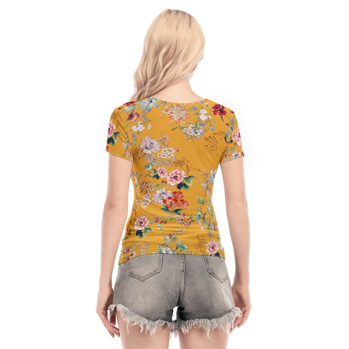 All-Over Print Women's Short Sleeve Mesh Blouse