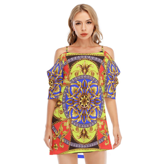 All-Over Print Women's Off-shoulder Cami Dress