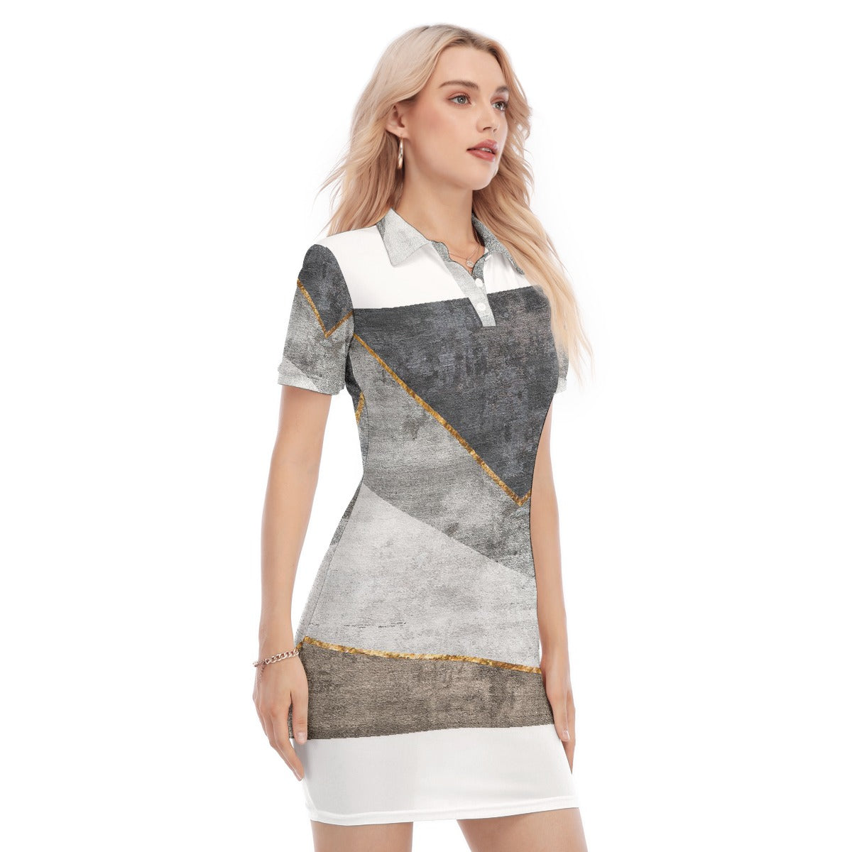 All-Over Print Women's Polo Collar Dress