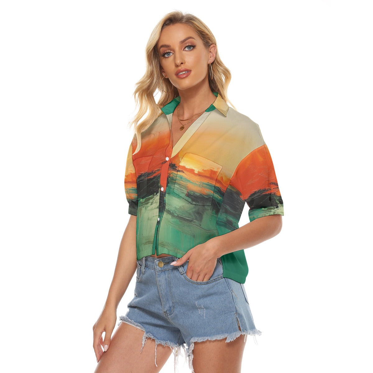 All-Over Print Women's V-neck Shirts