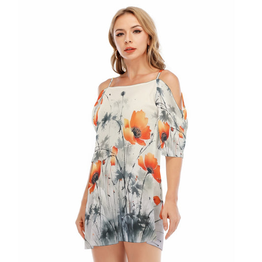 All-Over Print Women's Off-shoulder Cami Dress