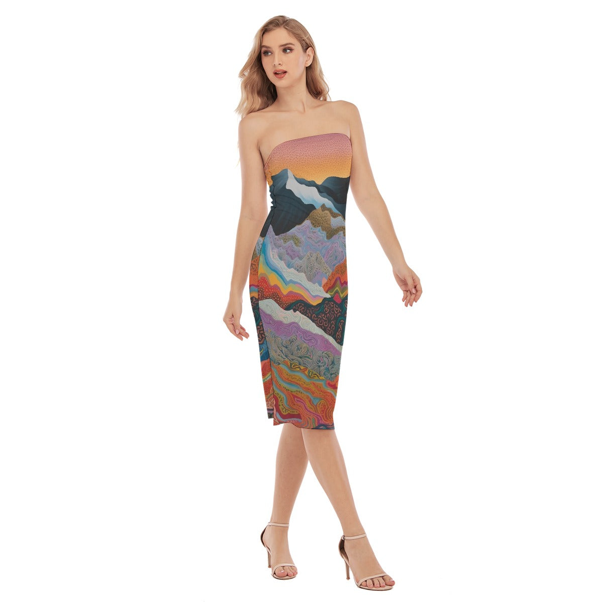 All-Over Print Women's Side Split Tube Top Dress