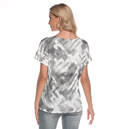 All-Over Print Women's Loose V-neck Short Sleeve T-shirt