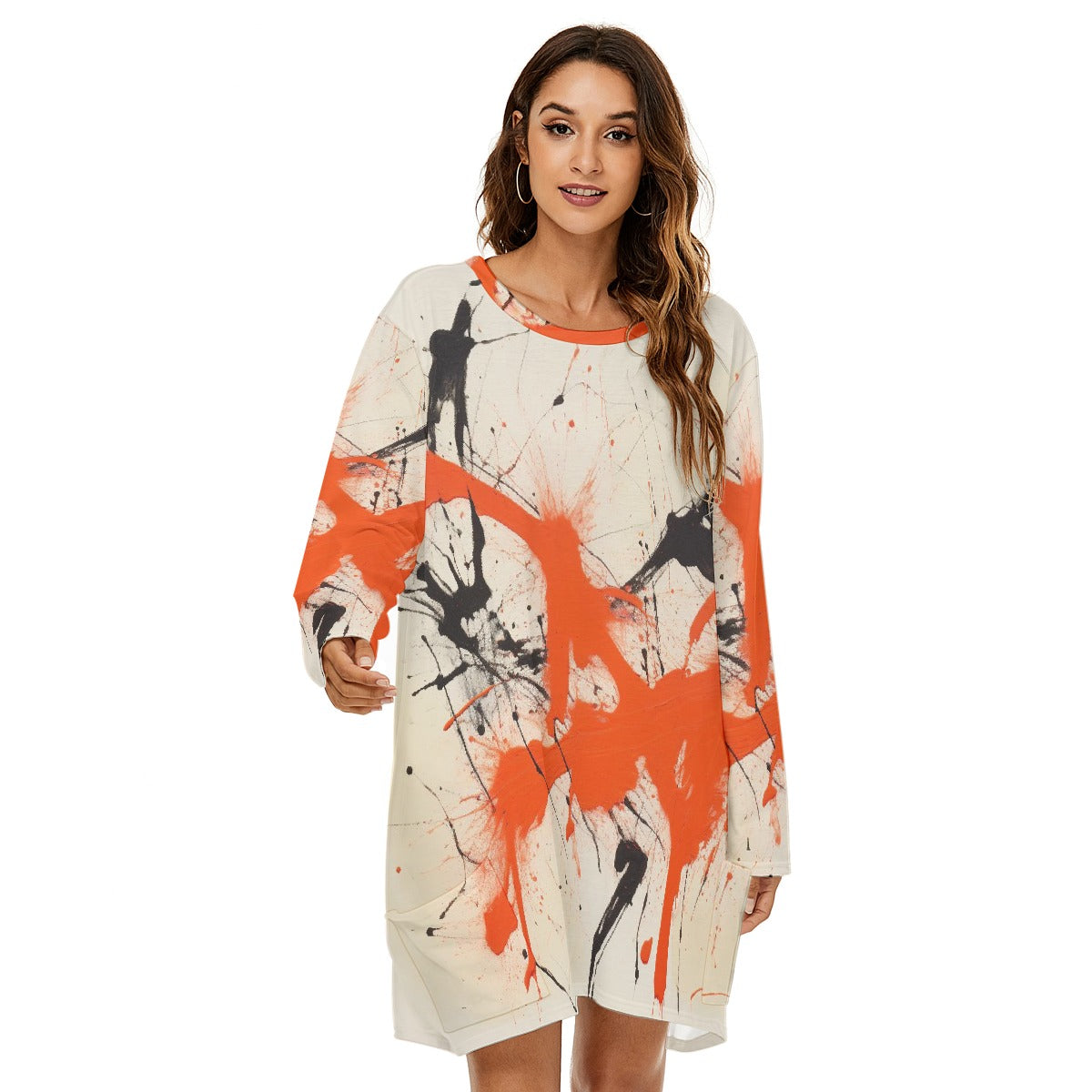 All-Over Print  Women's Loose Crew Neck Dress