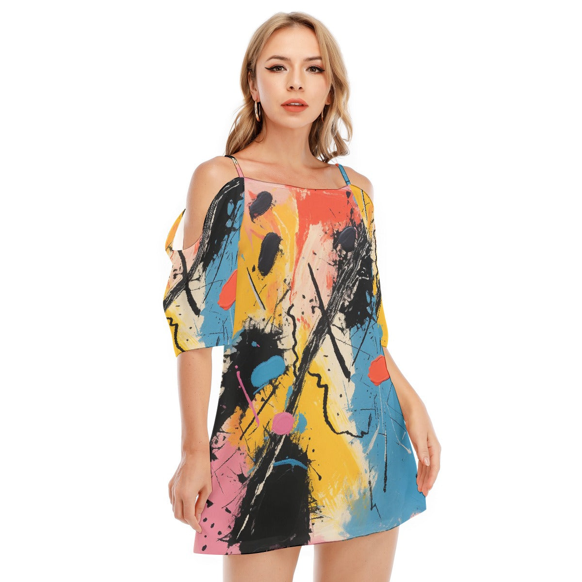 All-Over Print Women's Off-shoulder Cami Dress