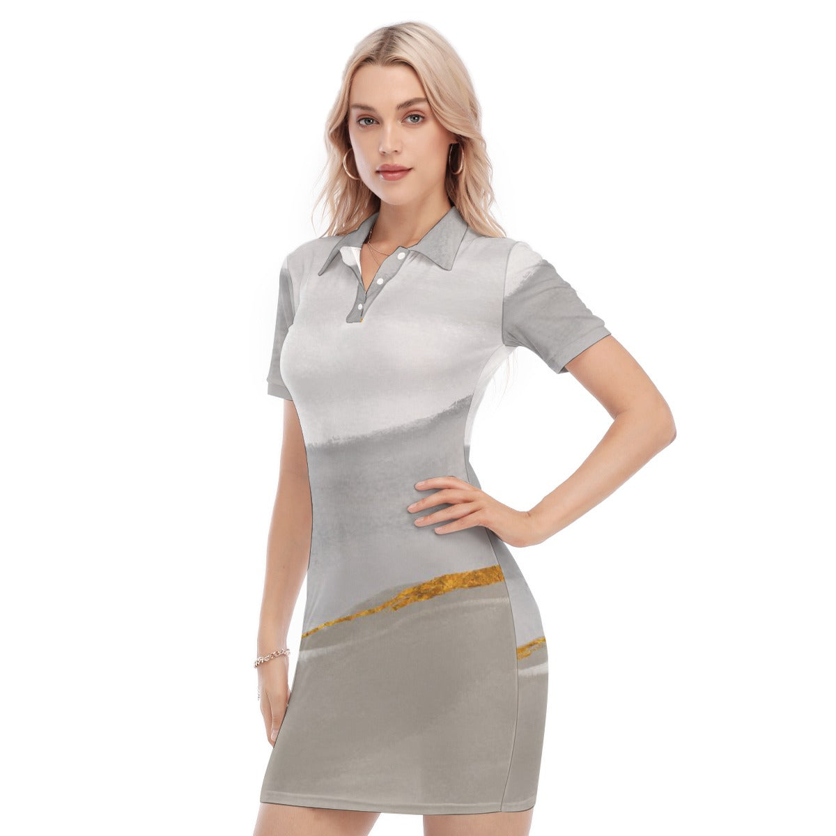 All-Over Print Women's Polo Collar Dress