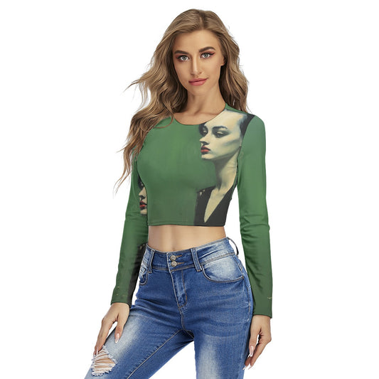 All-Over Print Women's Round Neck Crop Top T-Shirt