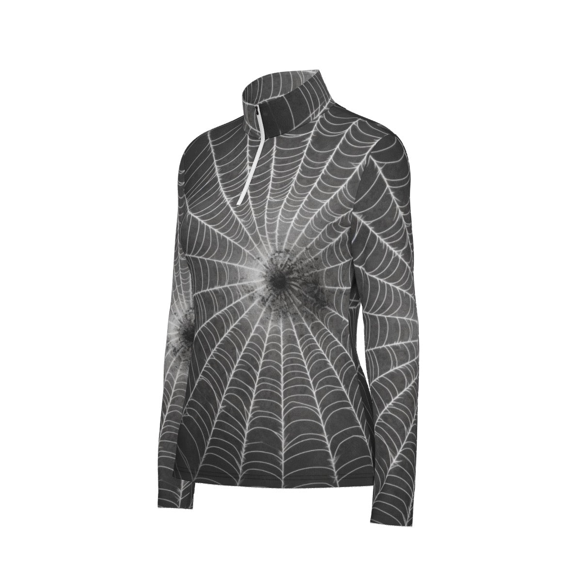 All-Over Print Women's Sports Collar Jersey With Long Sleeve