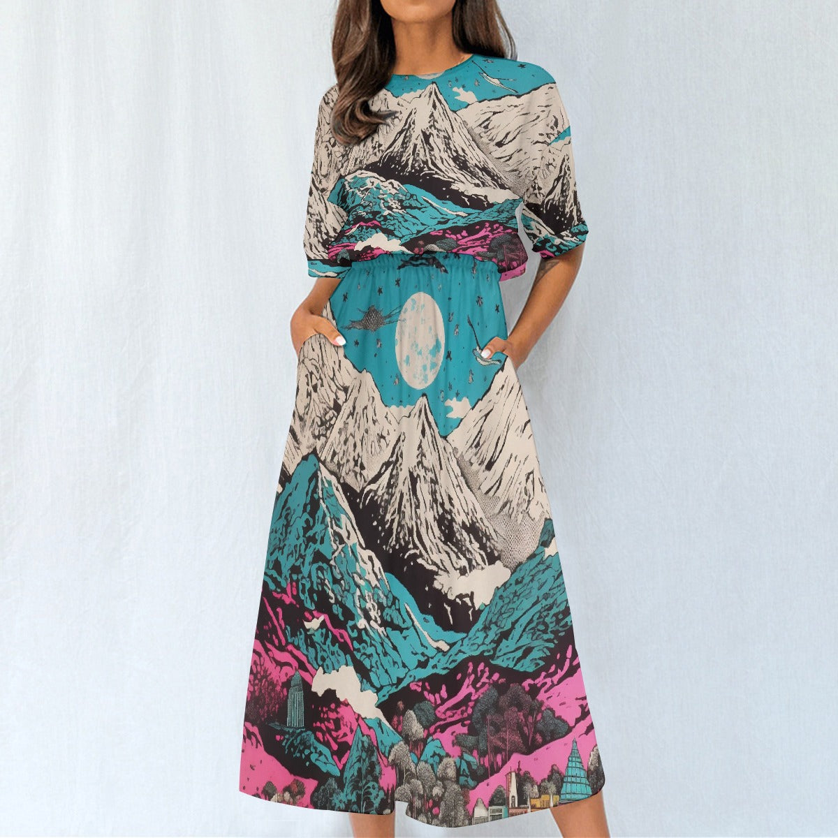 All-Over Print Women's Elastic Waist Dress