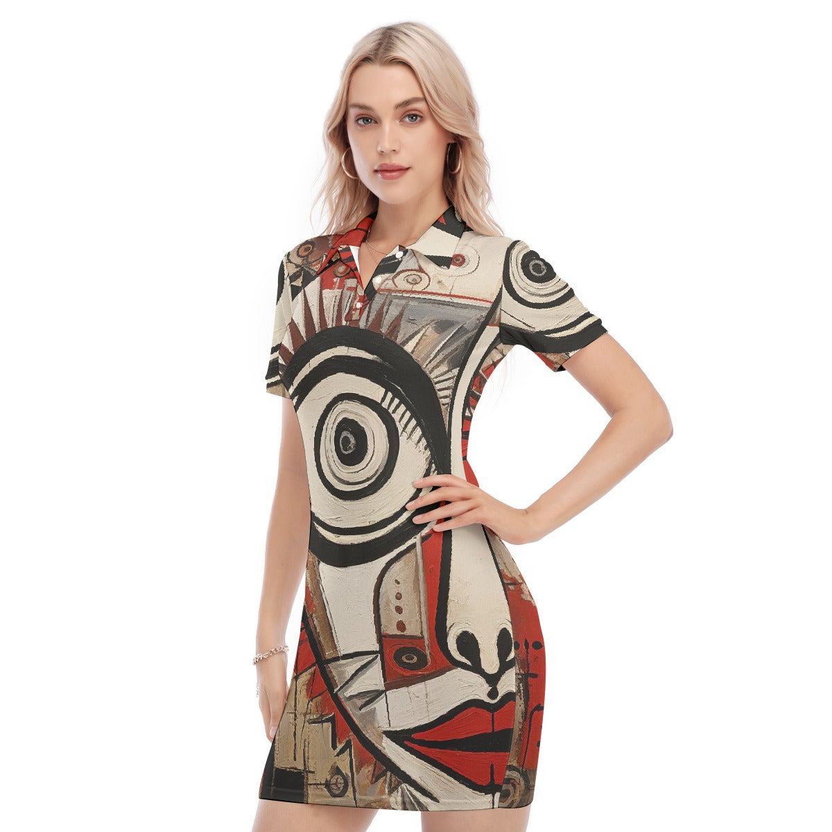 All-Over Print Women's Polo Collar Dress