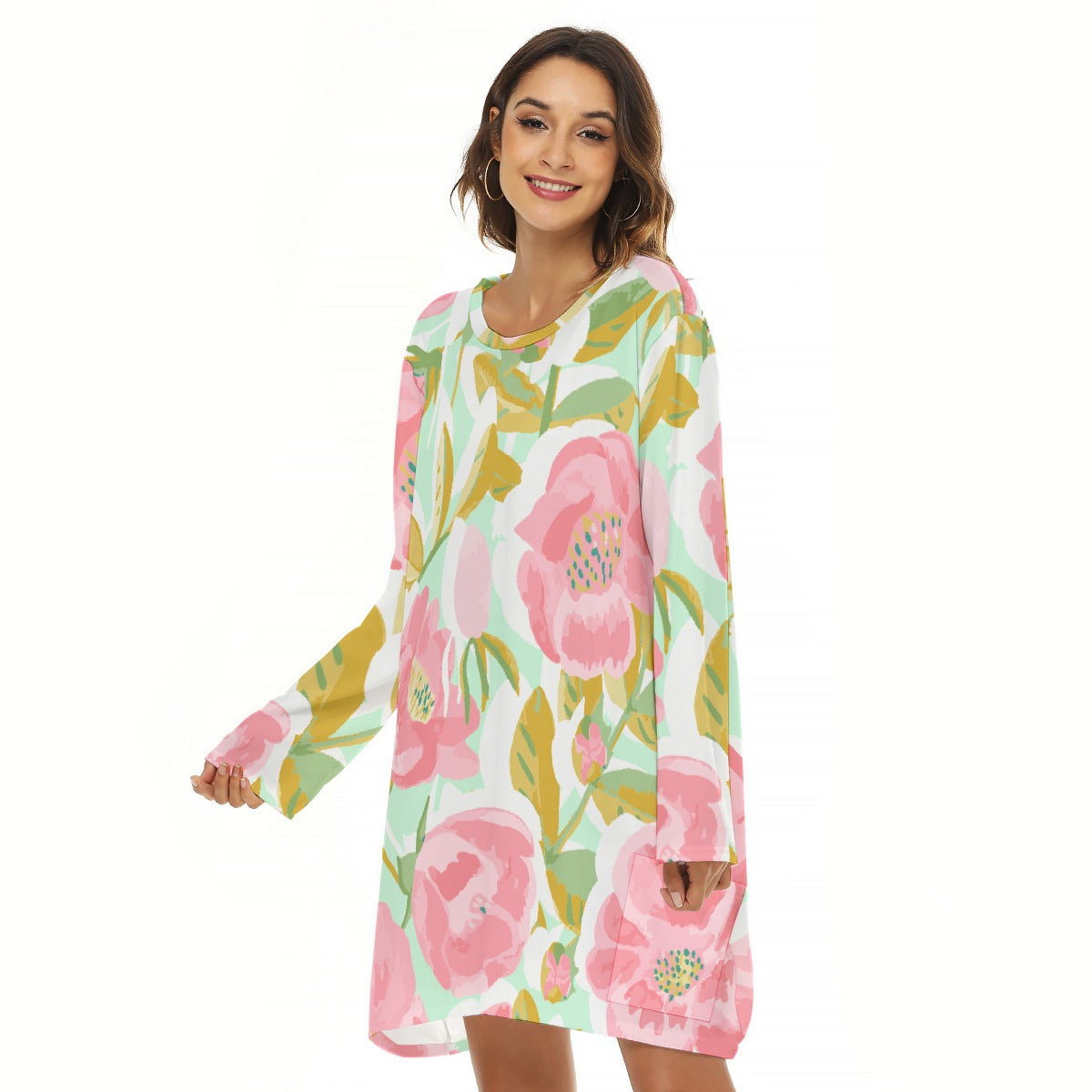 All-Over Print  Women's Loose Crew Neck Dress