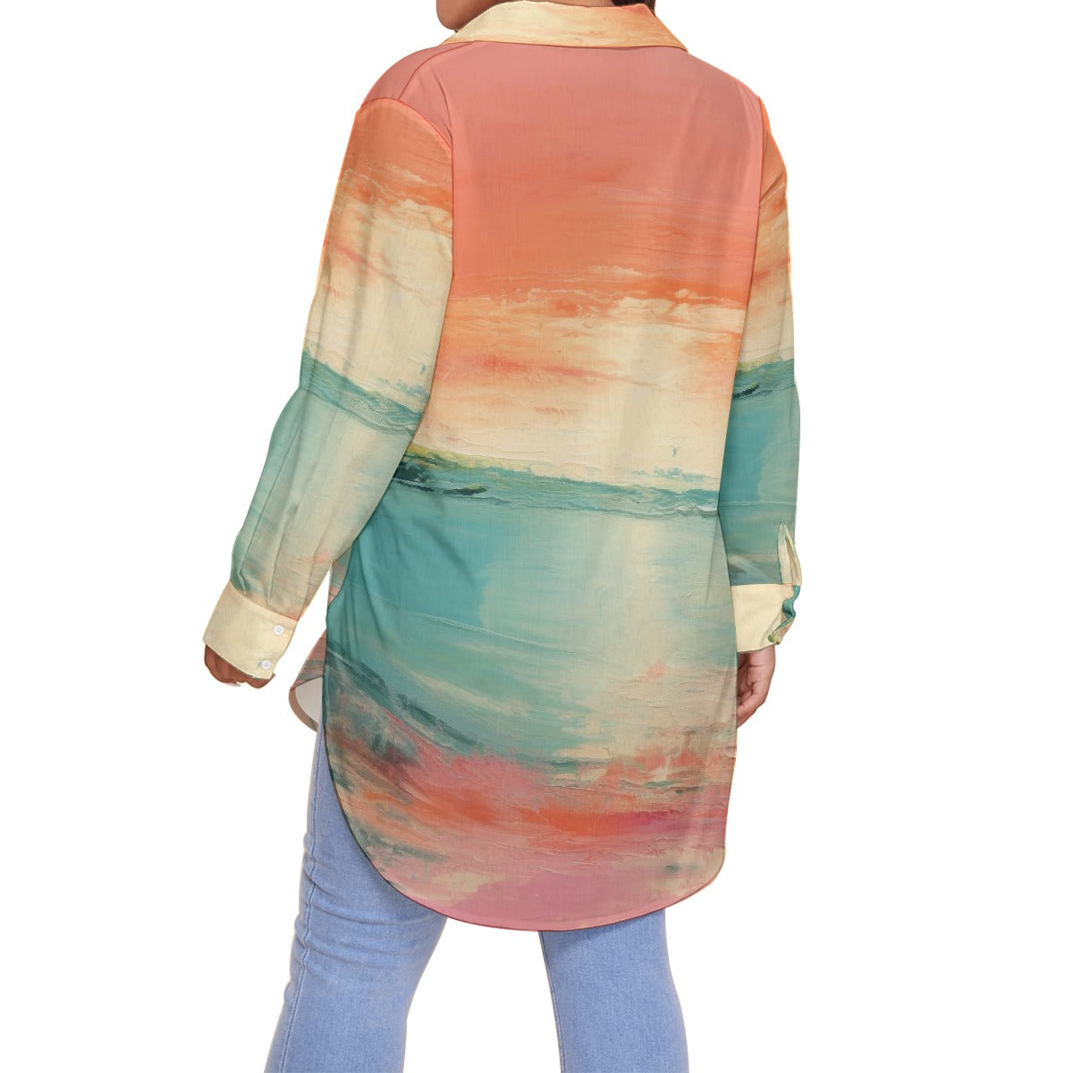 All-Over Print Women's Shirt With Long Sleeve(Plus Size)