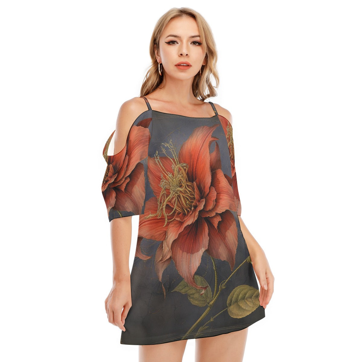 All-Over Print Women's Off-shoulder Cami Dress