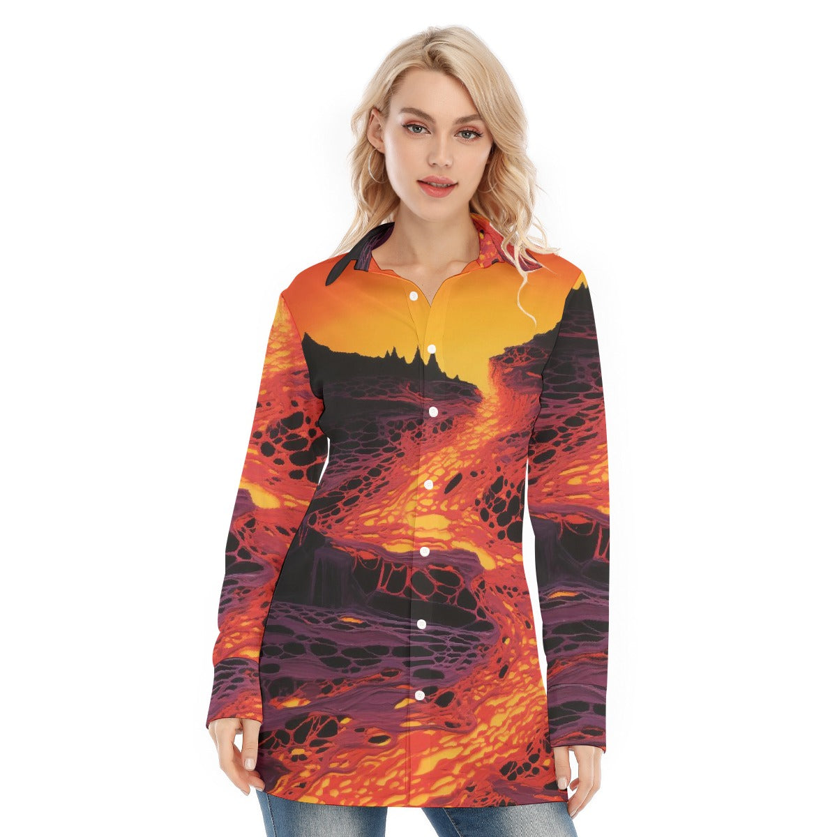 All-Over Print Women's Long Shirt