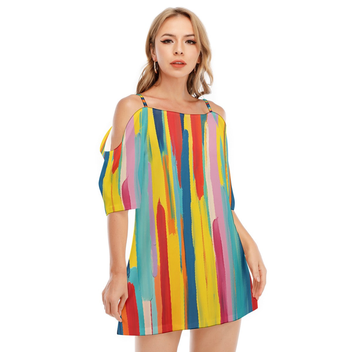 All-Over Print Women's Off-shoulder Cami Dress