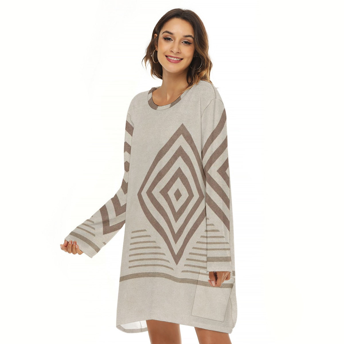 All-Over Print  Women's Loose Crew Neck Dress