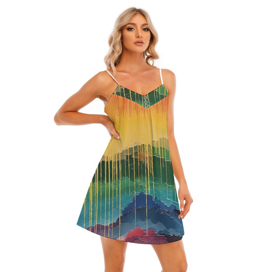 All-Over Print Women's V-neck Cami Dress