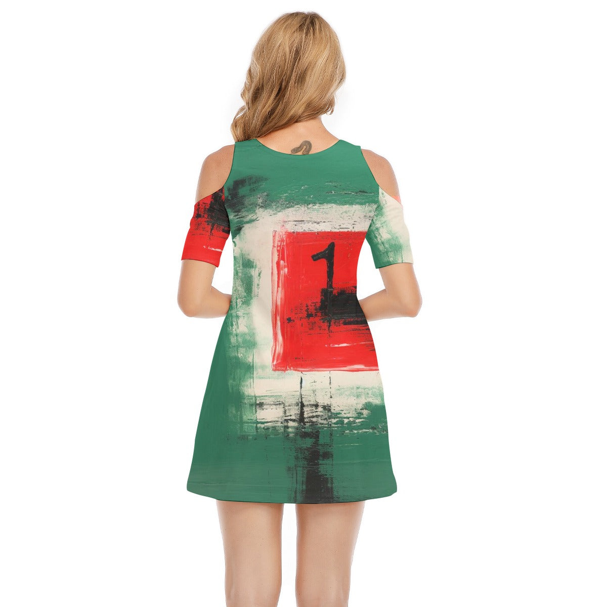 All-Over Print Women's Cold Shoulder Dress | 190GSM Cotton