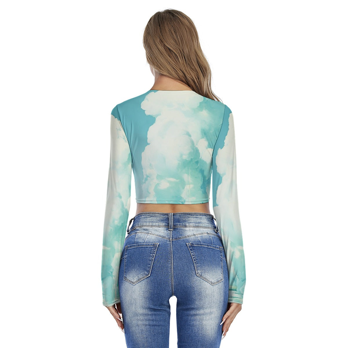 All-Over Print Women's Round Neck Crop Top T-Shirt