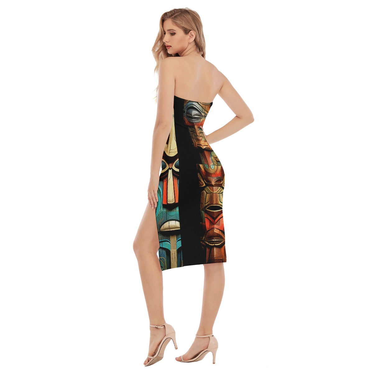 All-Over Print Women's Side Split Tube Top Dress