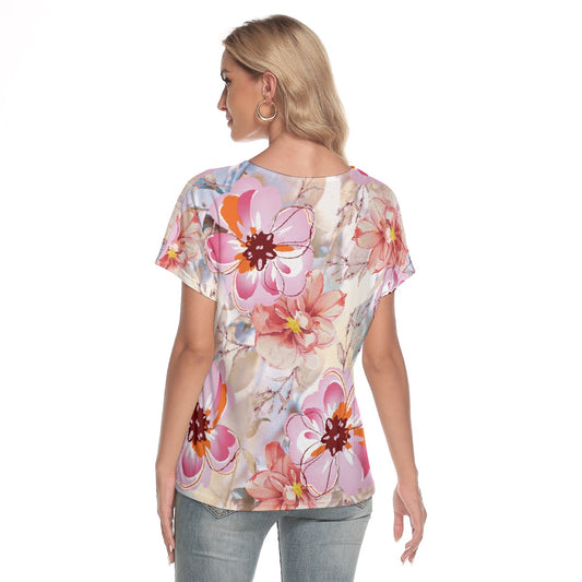 All-Over Print Women's Loose V-neck Short Sleeve T-shirt