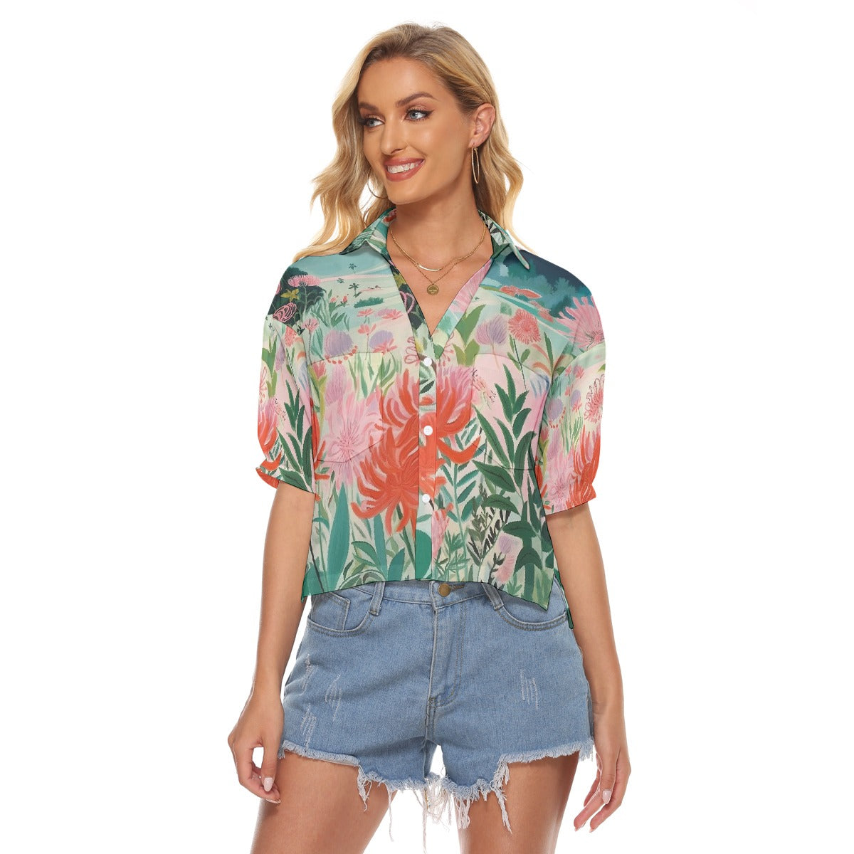 All-Over Print Women's V-neck Shirts