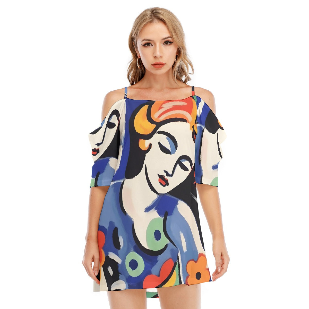 All-Over Print Women's Off-shoulder Cami Dress